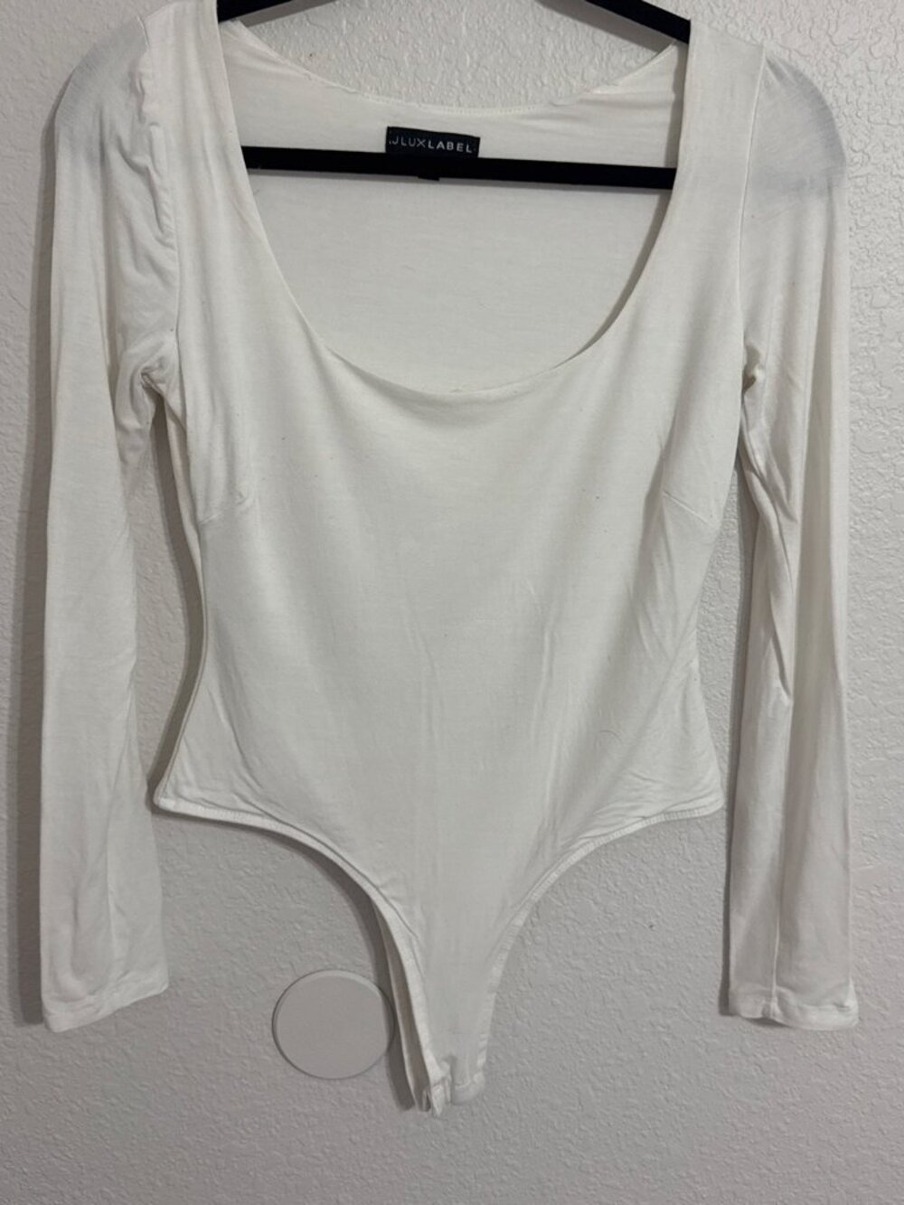 JLUXLABEL White Long Sleeve Scoop Neck Bodysuit Size M